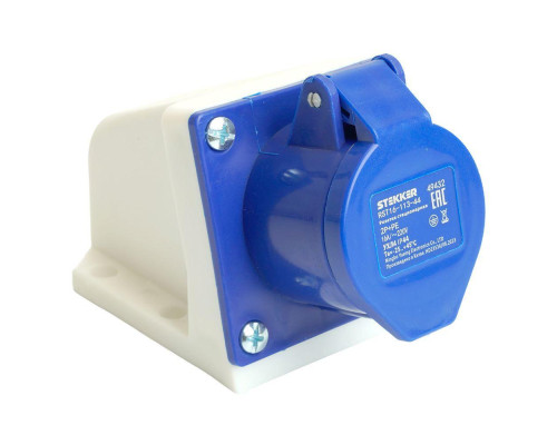 Розетка 2P+PE Stekker с крышкой синий RST16-113-44 49432 Розетка 2P+PE Stekker с крышкой синий RST16-113-44 49432