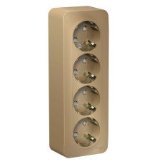 Розетка четырехместная 2К+З Systeme Electric Blanca 16A 250V со шторками титан BLNRA011414