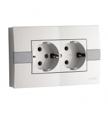 Розетка 2К+З двойная Mono Electric Eсо 16A 250V винтовое подключение белый 101-010104-120