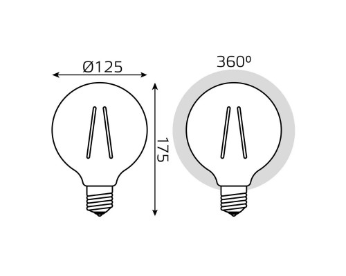 Лампа cветодиодная диммируемая Gauss E27 10W 2400K прозрачная 158802010-D