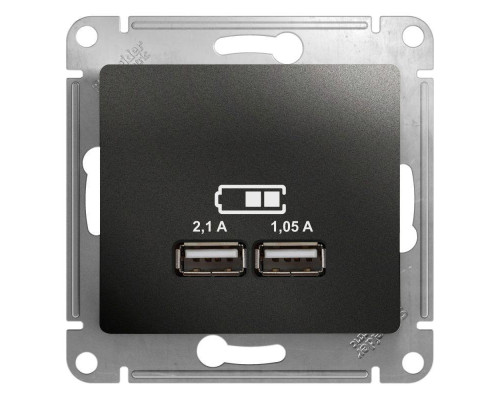 Розетка двойная USB Systeme Electric Glossa Type A+A антрацит GSL000733 Розетка двойная USB Systeme Electric Glossa Type A+A антрацит GSL000733