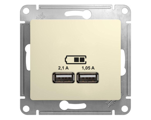 Розетка двойная USB Systeme Electric Glossa Type A+A бежевая GSL000233 Розетка двойная USB Systeme Electric Glossa Type A+A бежевая GSL000233